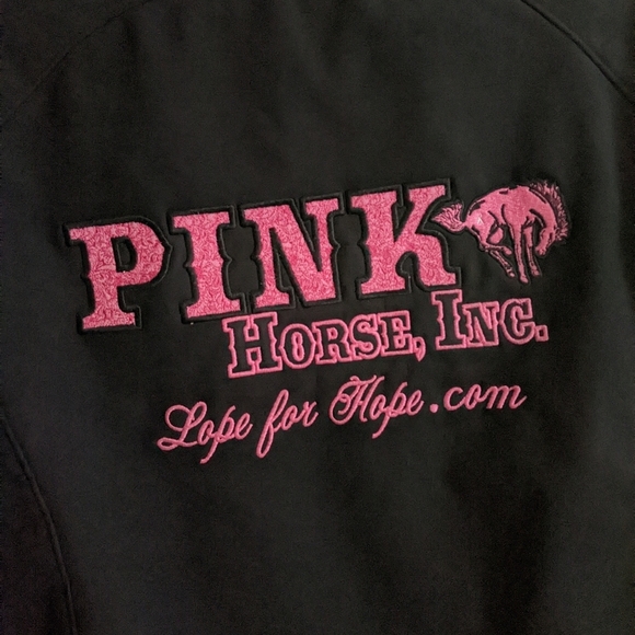 Lope For Hope Pink Horse Co Breast Cancer Horse Hard-shell Black Jacket Womens M - Picture 6 of 10